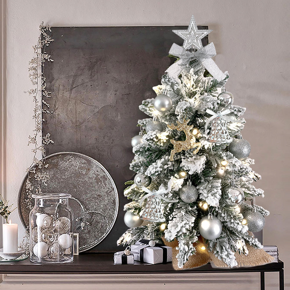 2ft Mini Christmas Tree With Light Artificial Small Tabletop Christmas Decoration With Flocked Snow, Exquisite Decor & Xmas Ornaments For Table Top For Home & Office 2ft Mini Christmas Tree With Light Artificial Small Tabletop Christmas Decoration With Flocked Snow, Exquisite Decor & Xmas Ornaments For Table Top For Home & Office